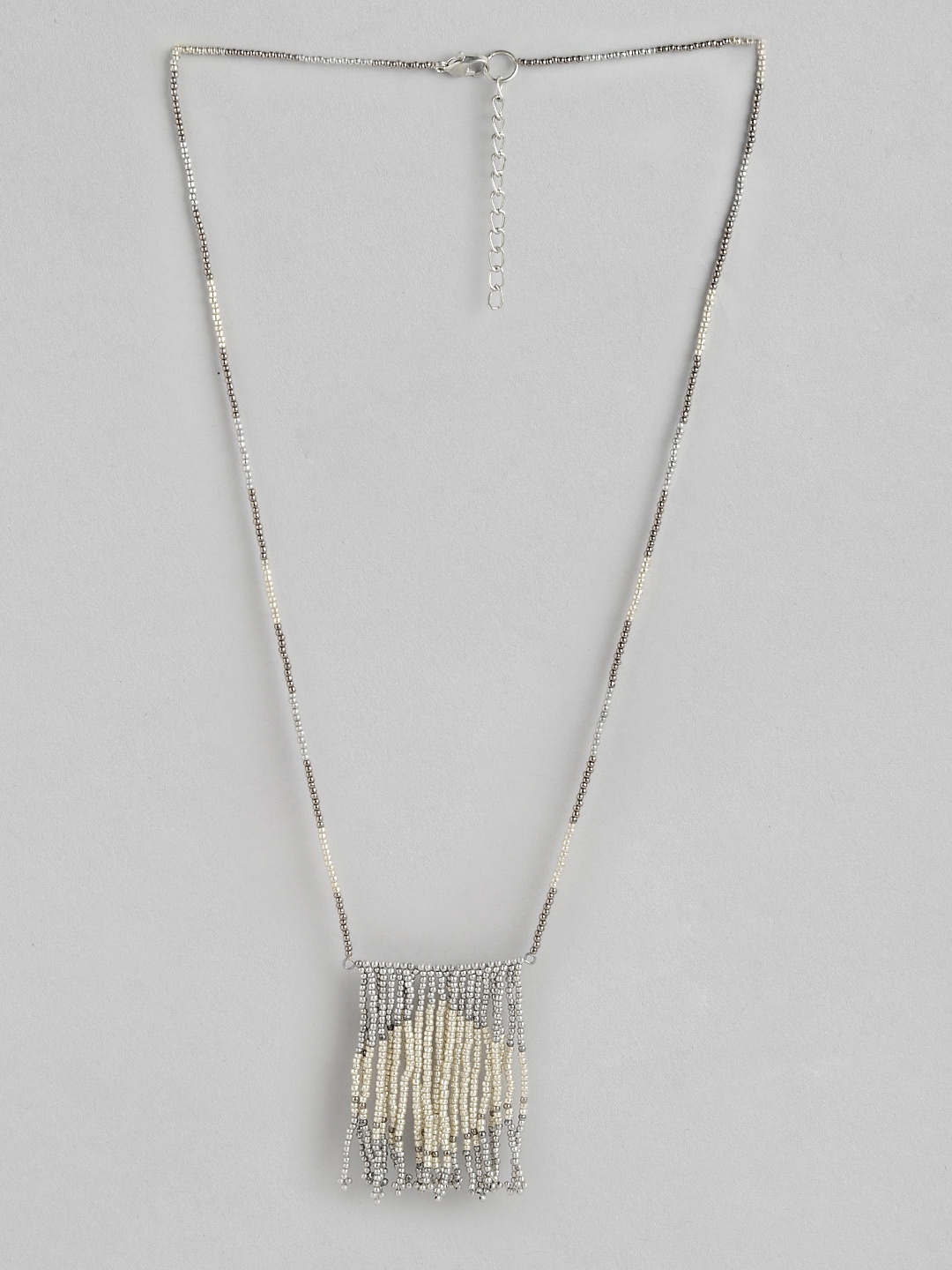 

RICHEERA Beaded Tasselled-Detail Statement Necklace, Silver