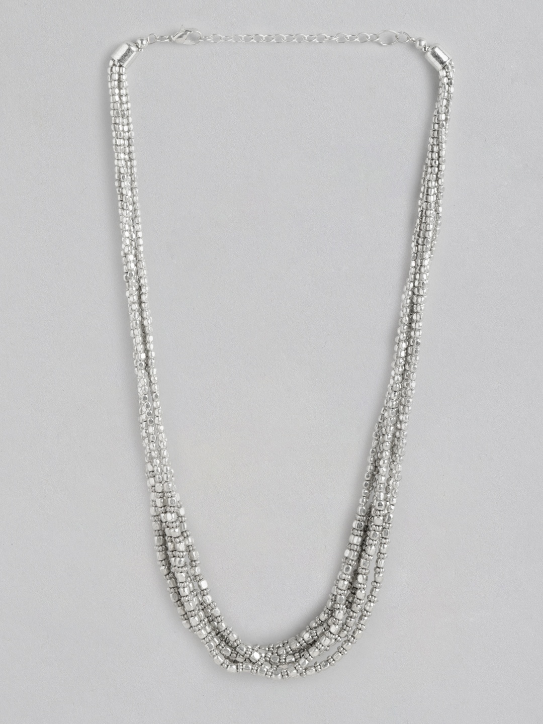 

RICHEERA Silver-Plated Beaded Multi-Layered Statement Necklace