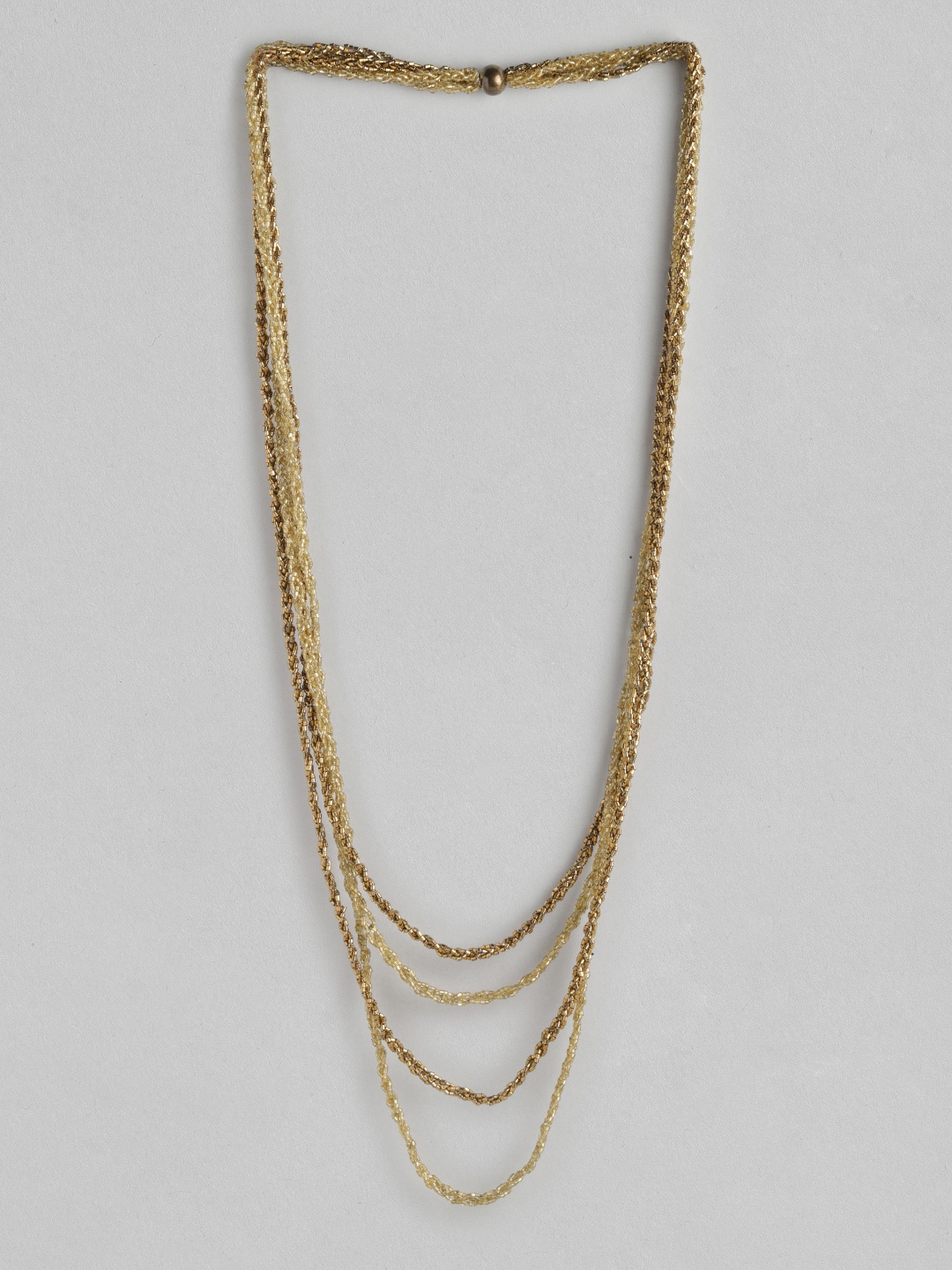 

RICHEERA Gold-Plated Beaded Multi-Layered Necklace