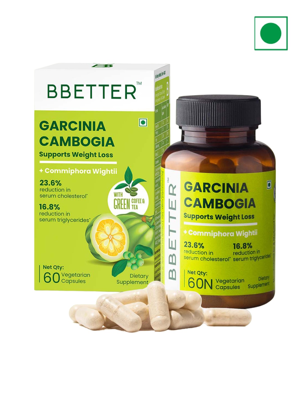 

BBETTER Garcinia Cambogia Supports Weight Loss - 60 Capsules, Green