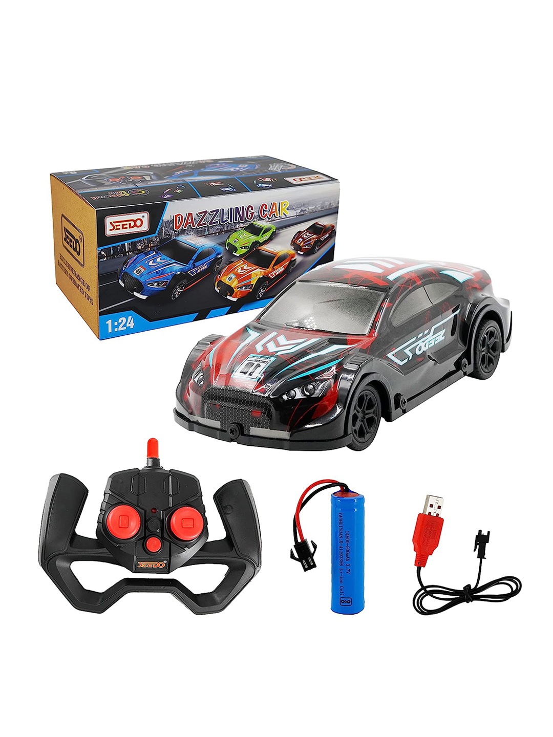 

Seedo Kids Dazzling Car With 4-Way Remote Control, Red