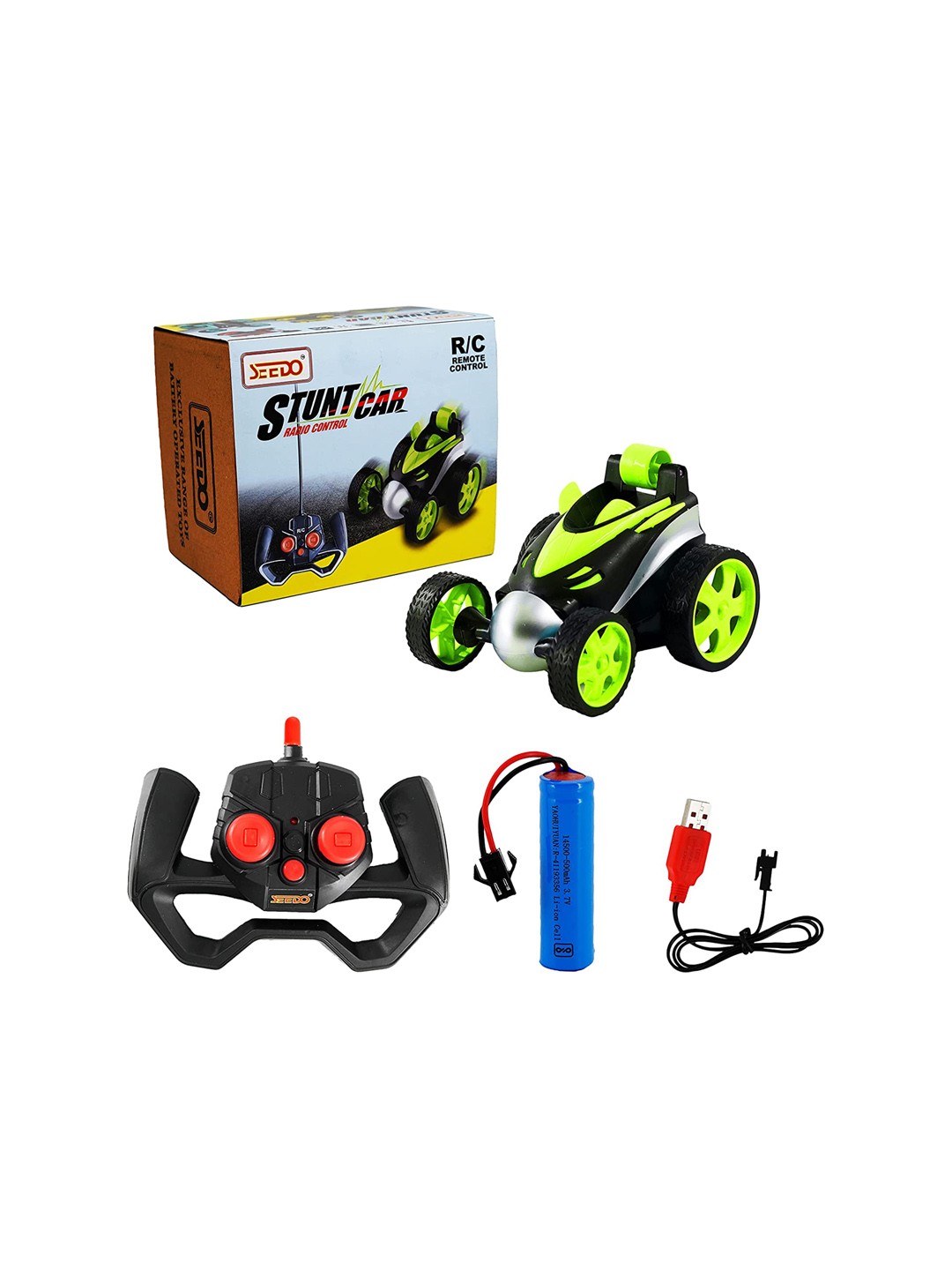 

Seedo Kids Stunt Car 1:18 Scale 4 Way RC 360 Degree Flip Drift, Green