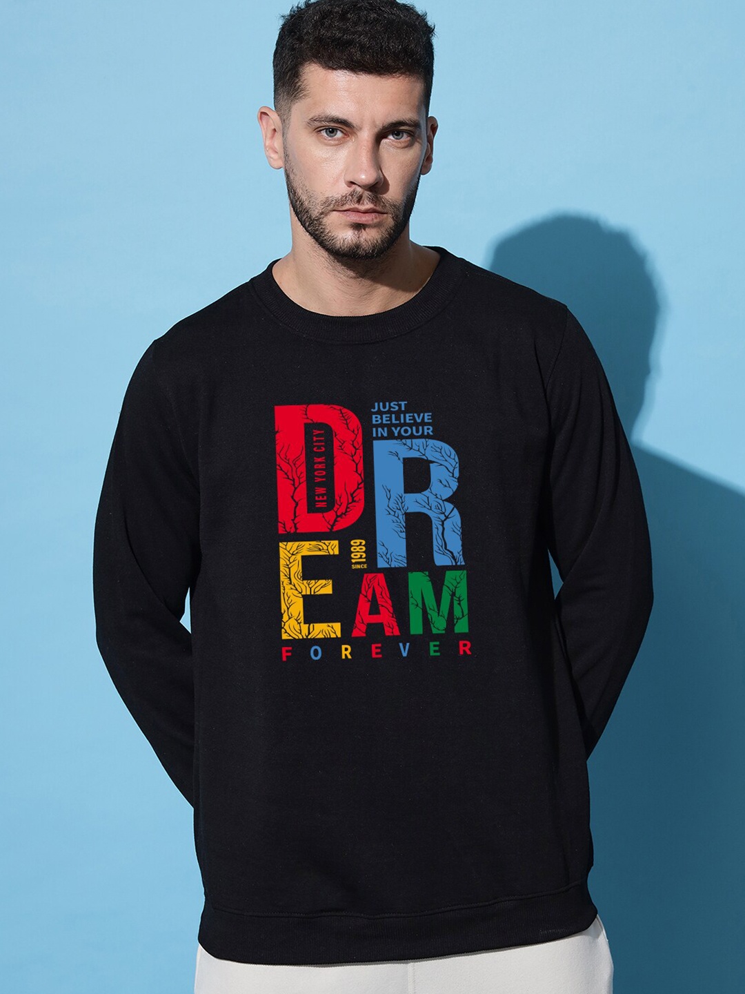 

Imsa Moda Typography Printed Fleece Sweatshirt, Black