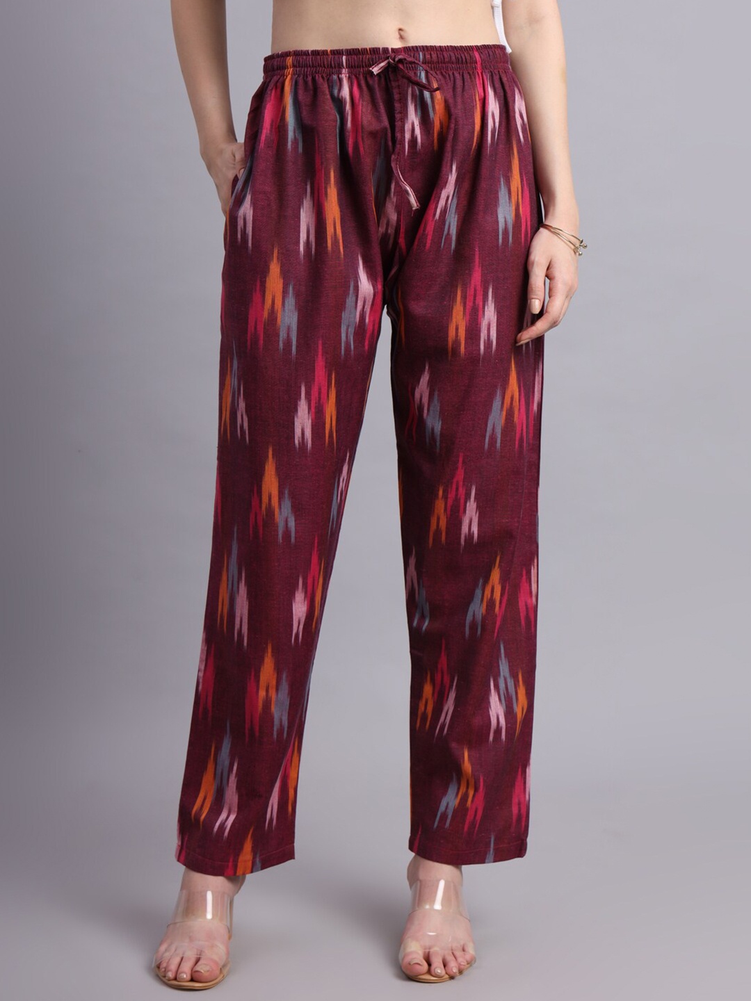 

Vastraa Fusion Women Geometric Printed Cotton Regular Trouser, Purple