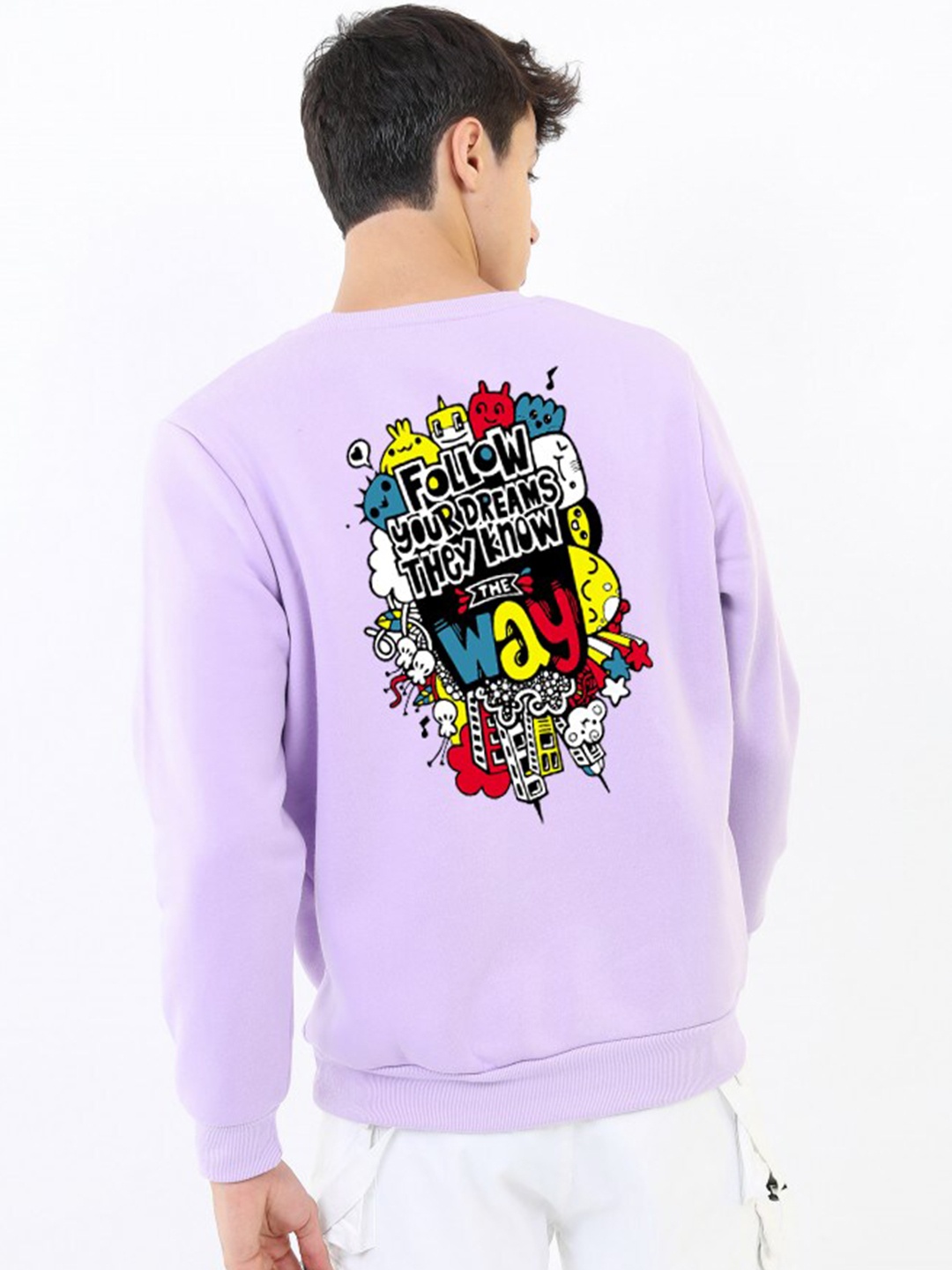 

Imsa Moda Typography Printed Fleece Pullover Sweatshirt, Lavender
