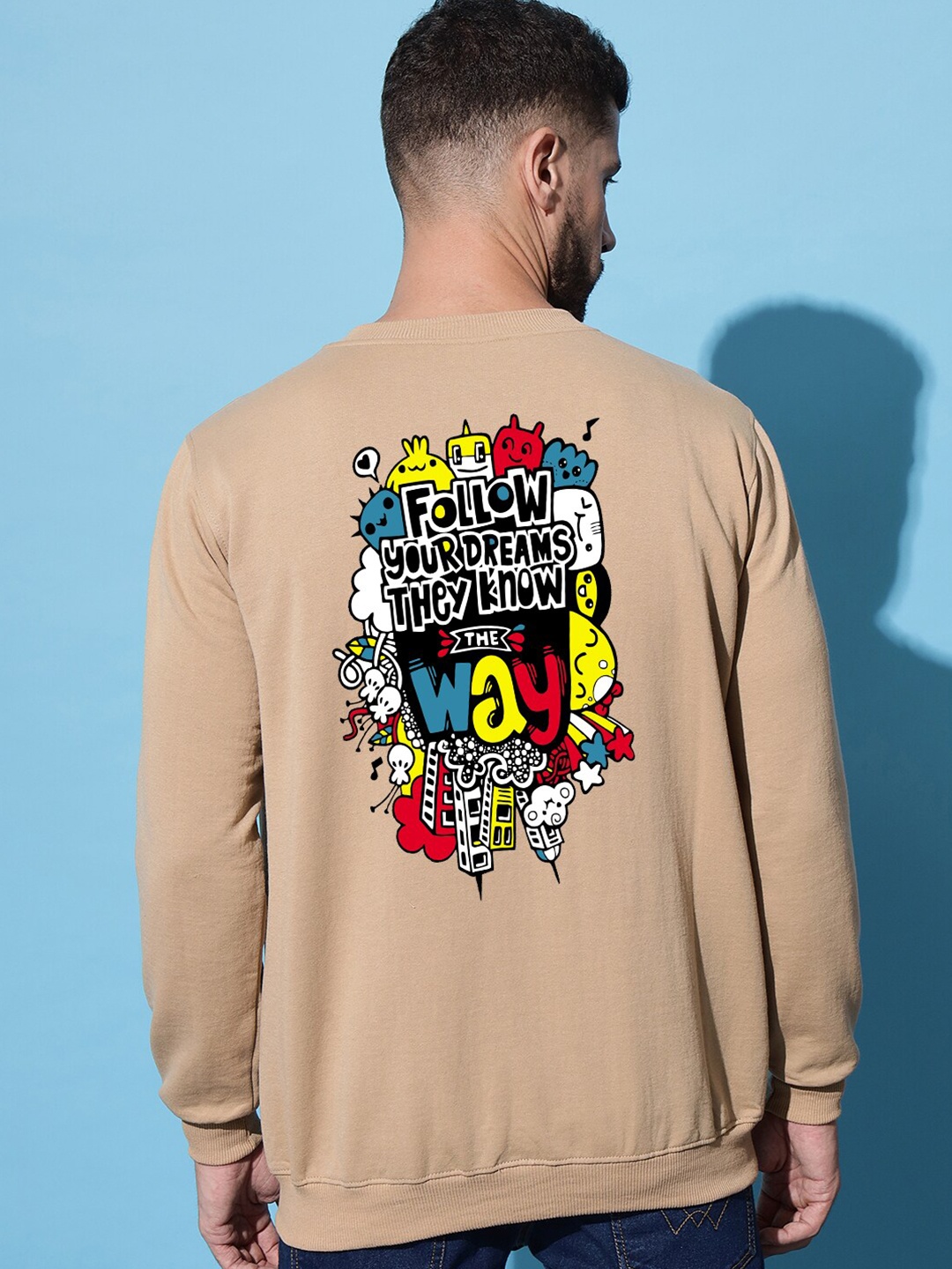 

Imsa Moda Typography Printed Fleece Pullover Sweatshirt, Beige