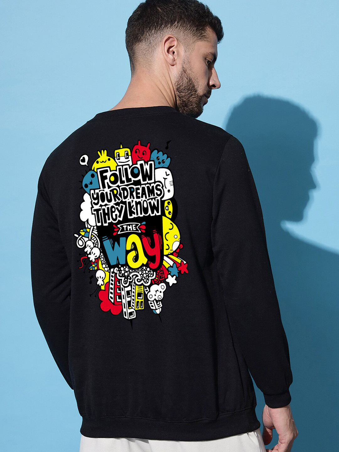 

Imsa Moda Typography Printed Fleece Sweatshirt, Black