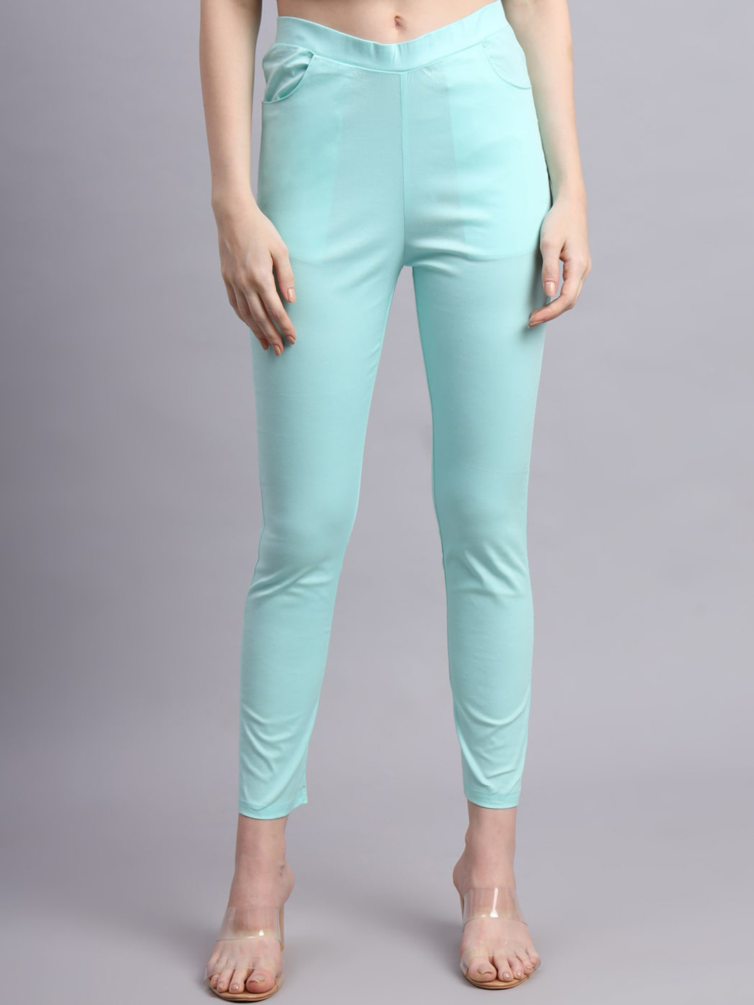 

Vastraa Fusion Women Smart Plain Skinny Fit Cigarette Trousers, Sea green