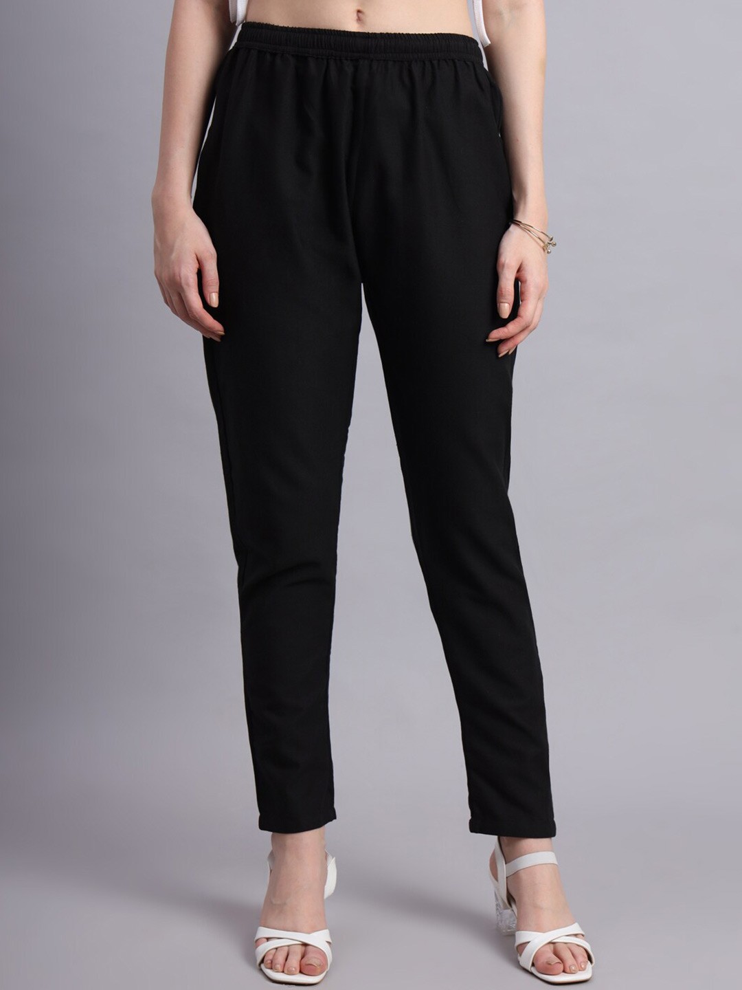 

Vastraa Fusion Straight Fit Mid-Rise Pure Cotton Black Regular Palazzo