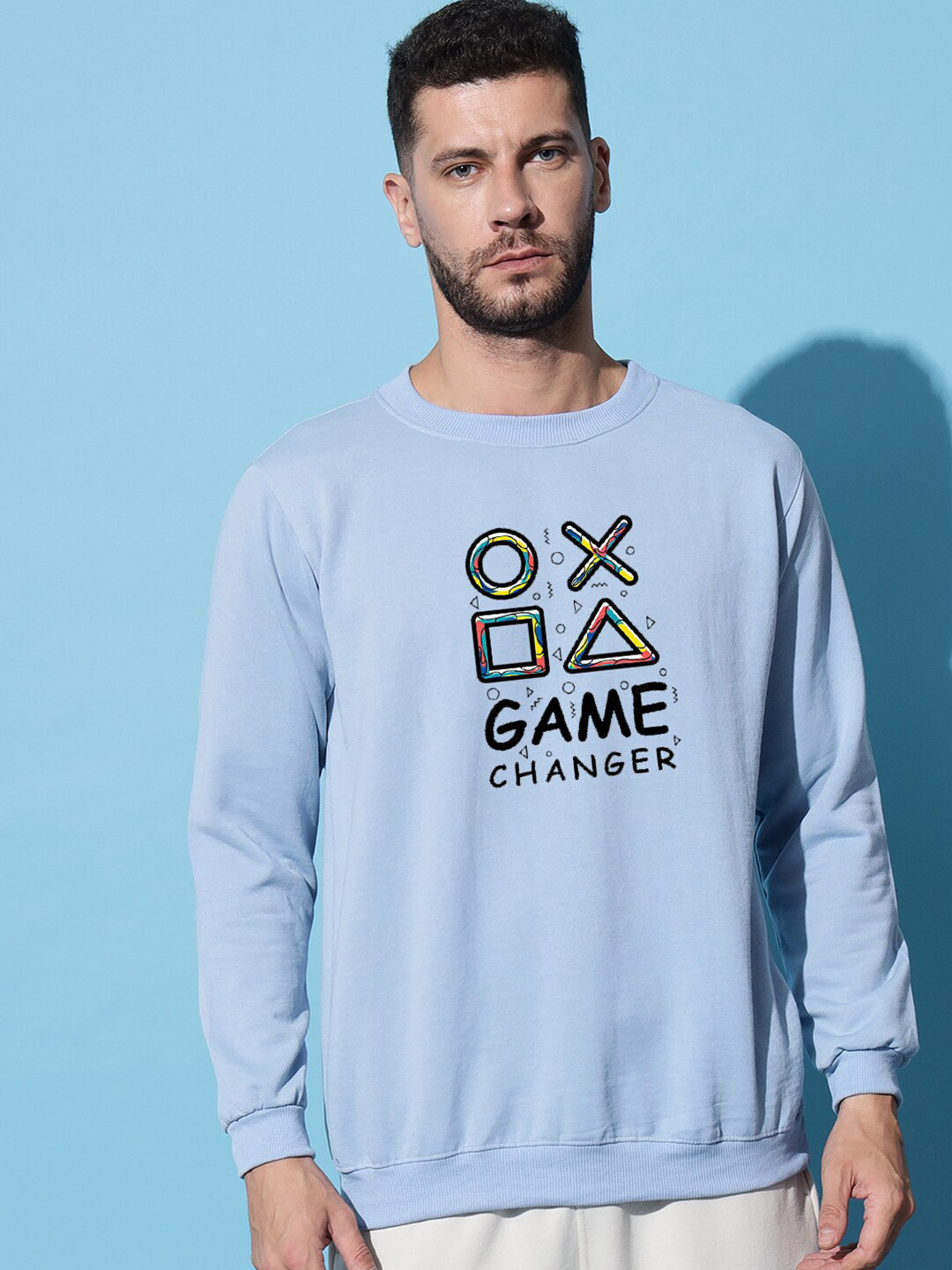 

Imsa Moda Typography Printed Fleece Pullover Sweatshirt, Blue
