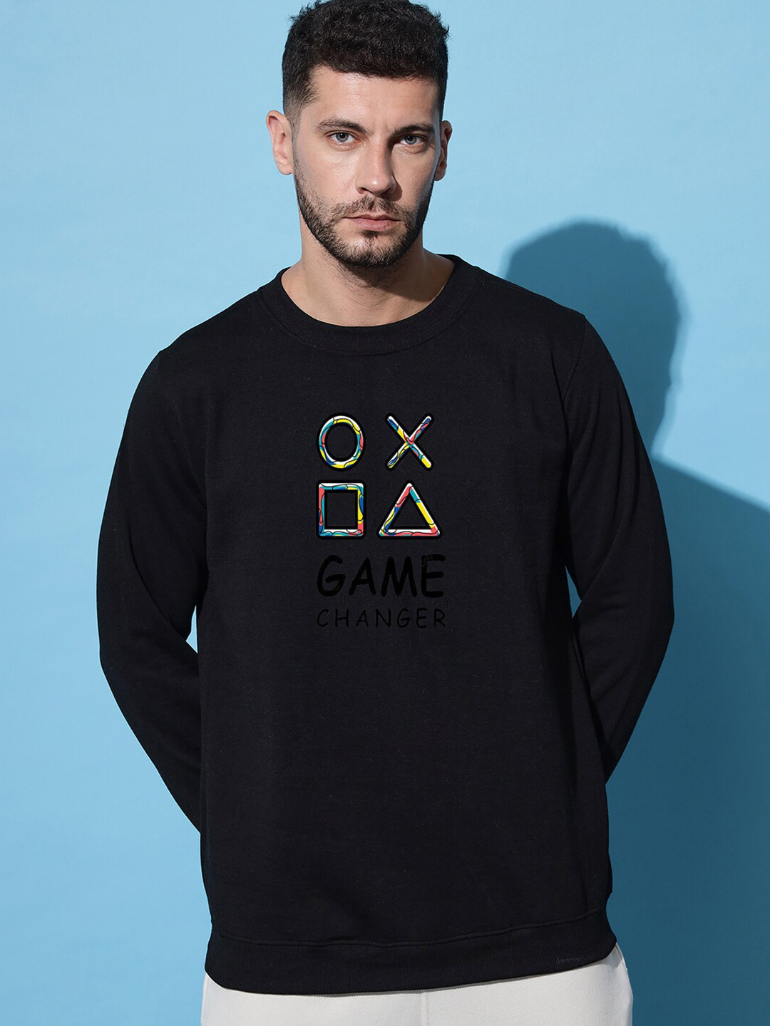 

Imsa Moda Typography Printed Fleece Pullover Sweatshirt, Black