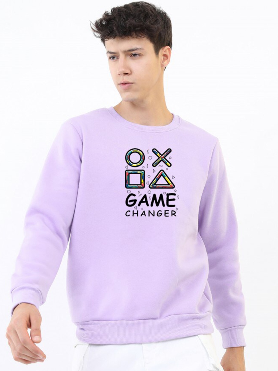 

Imsa Moda Typography Printed Fleece Pullover Sweatshirt, Lavender