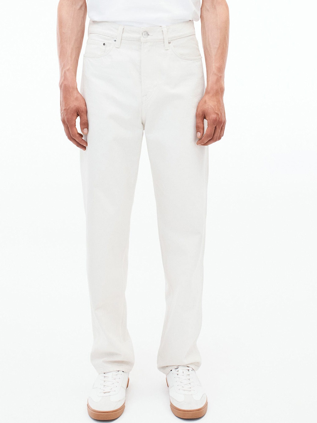 

H&M Men Pure Cotton Loose Jeans, White