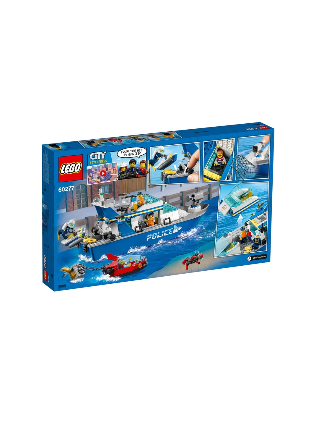 

LEGO City Police Patrol Boat 60277 Building Kit (276 Pieces), Blue