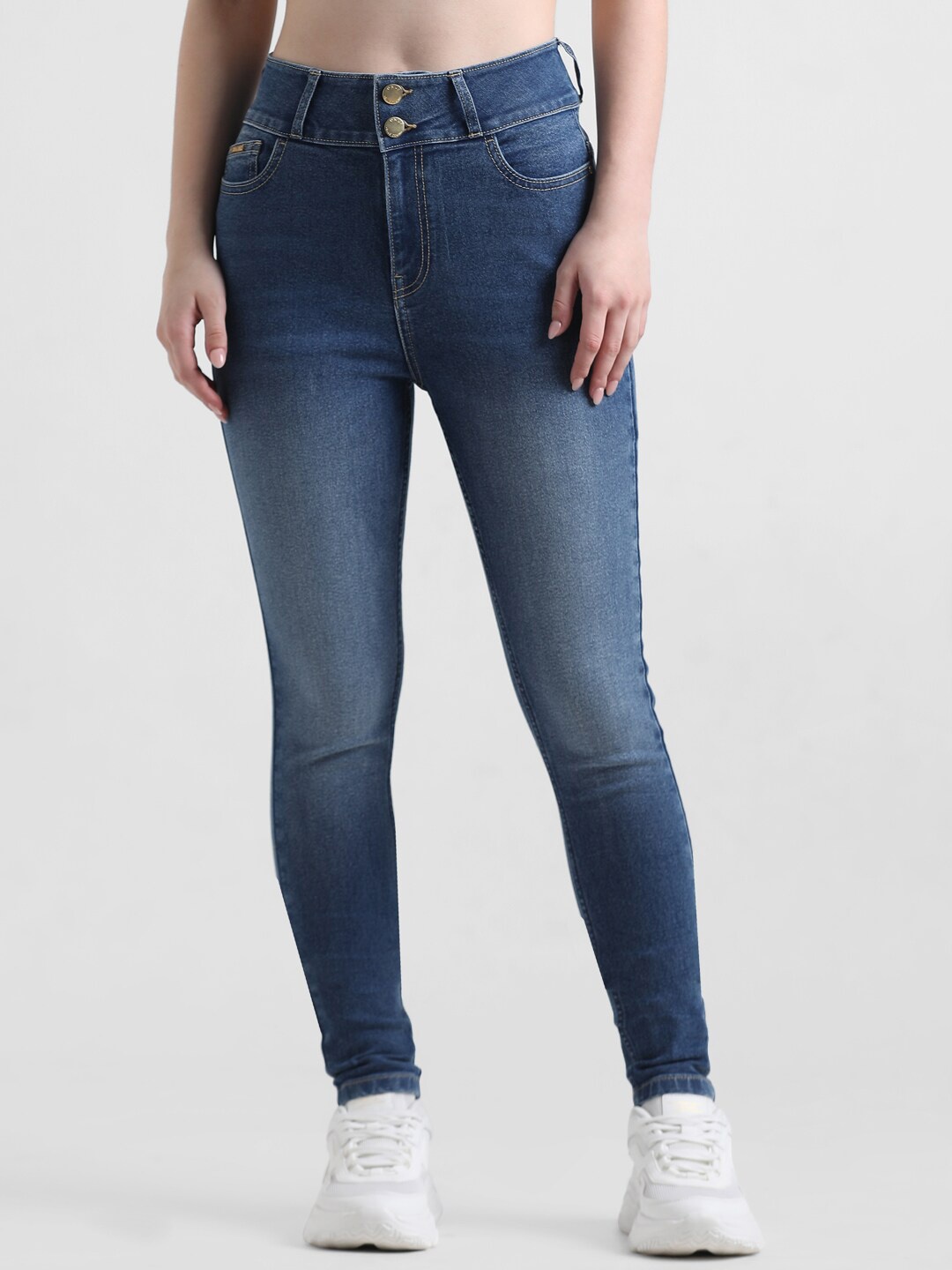 

ONLY Women Skinny Fit High-Rise Heavy Fade Stretchable Jeans, Blue