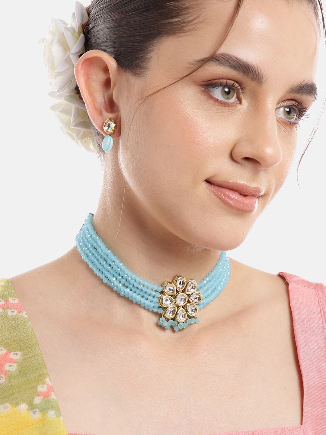 

Anouk Gold-Plated Kundan Jewellery Set, Blue