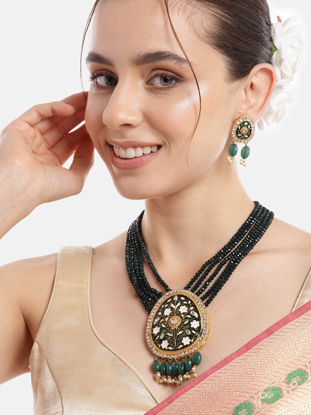 

Anouk Gold-Plated Kundan Jewellery Set, Green