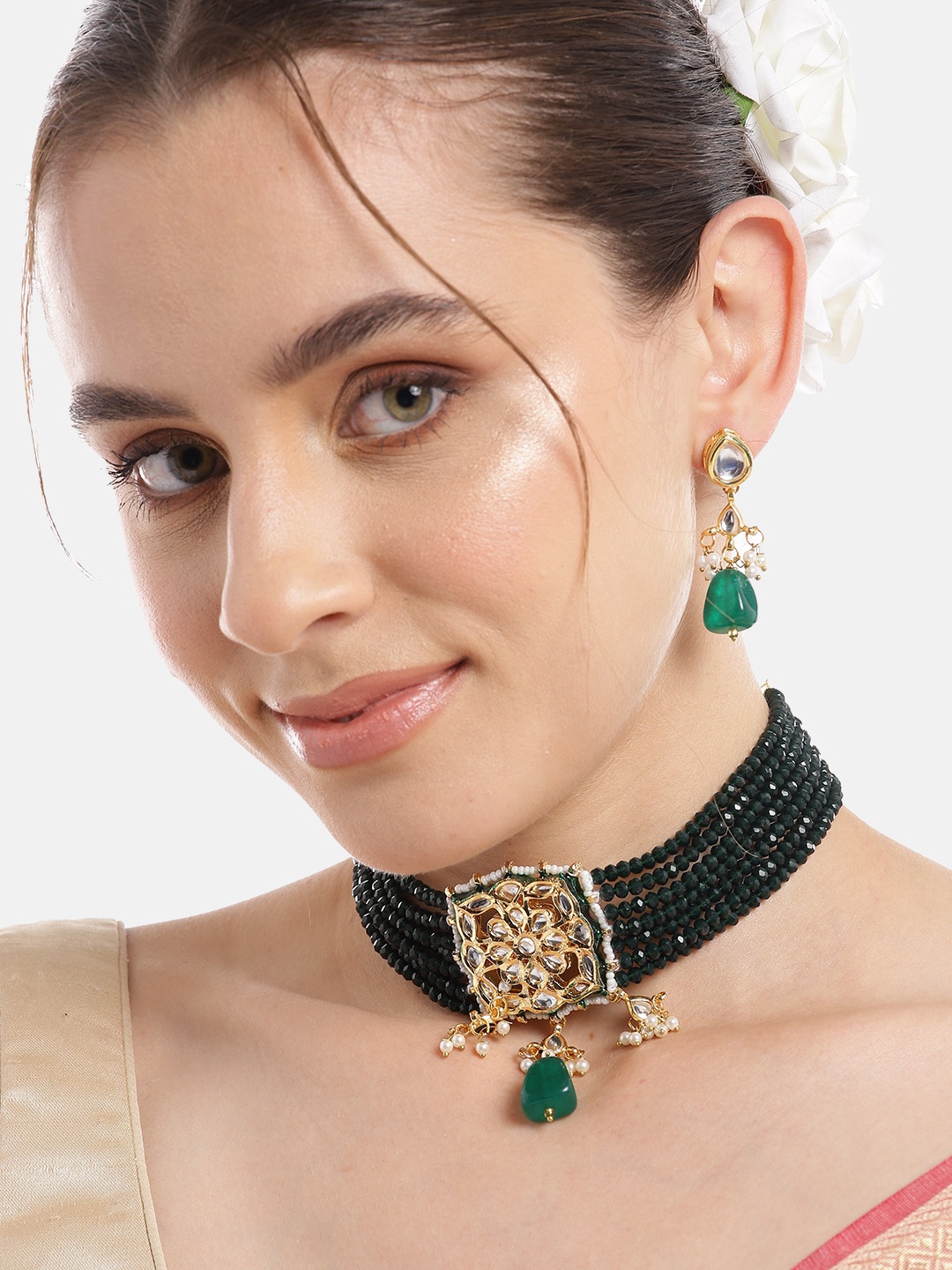 

Anouk Gold-Plated Kundan Jewellery Set, Green