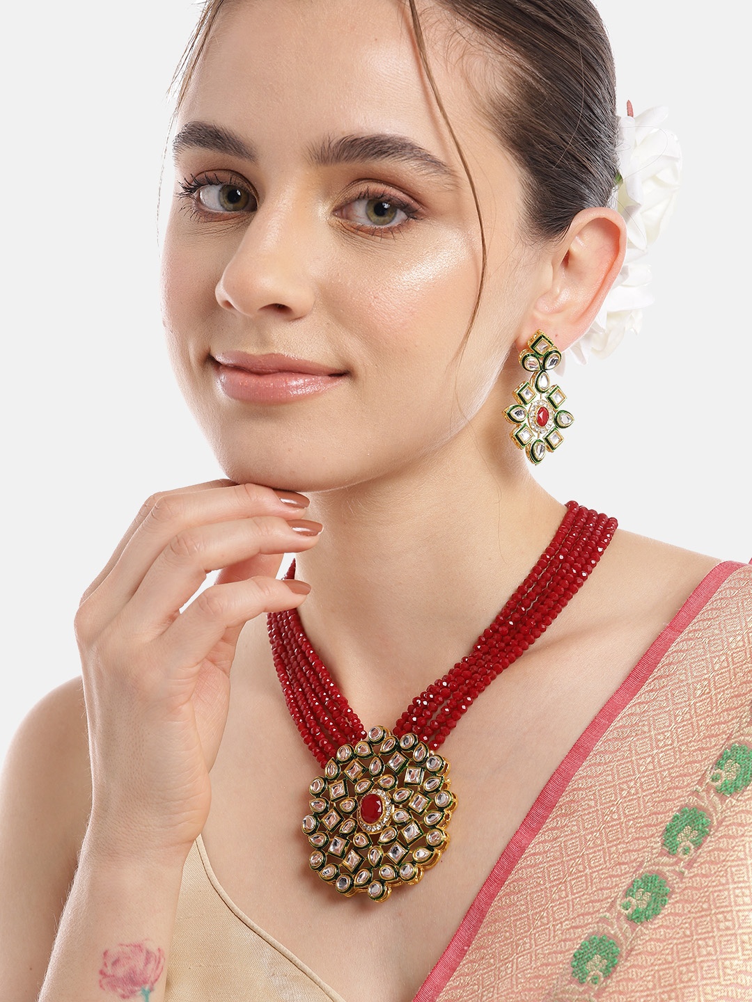 

Anouk Gold-Plated Kundan Jewellery Set, Red