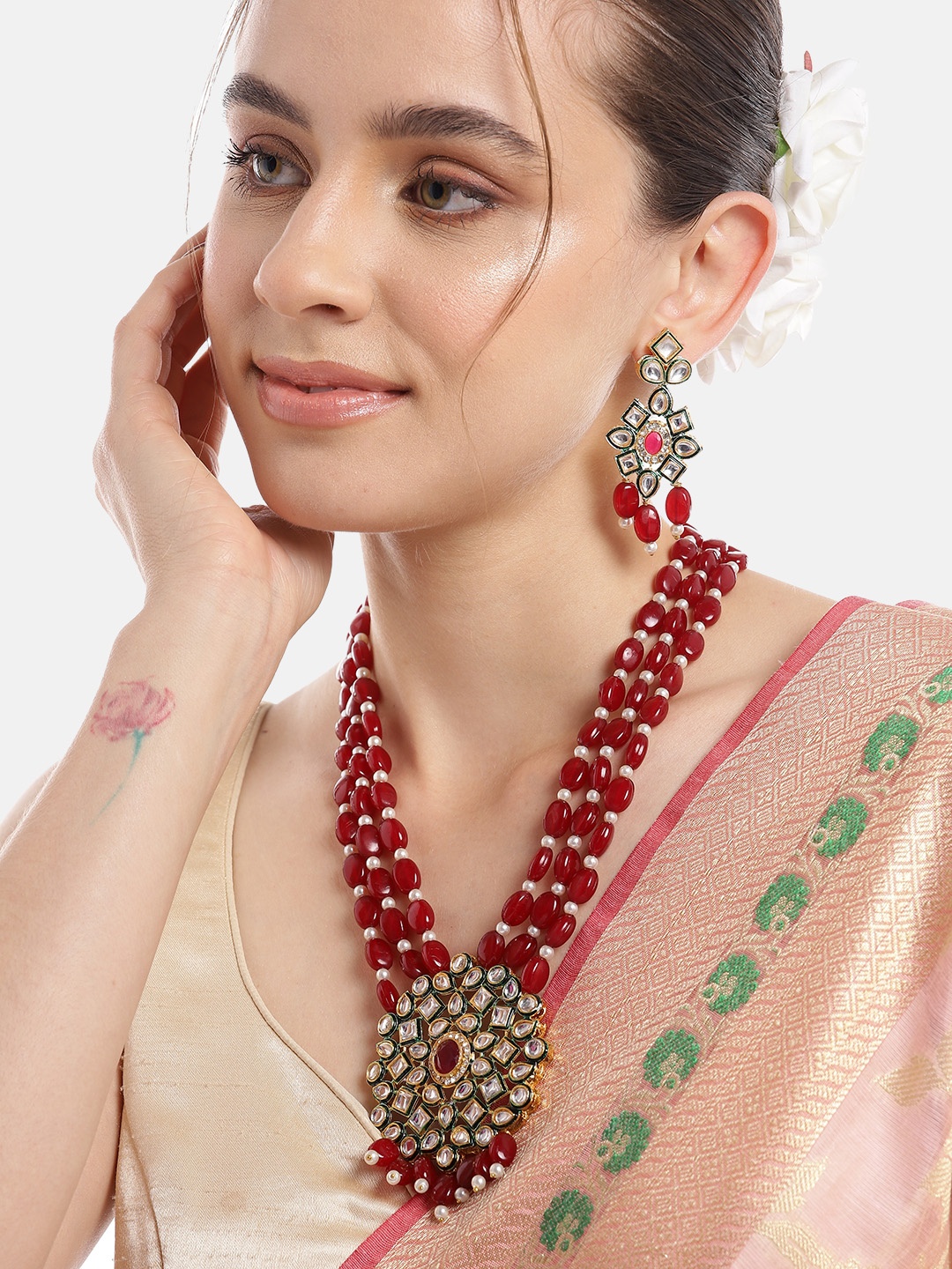 

Anouk Gold-Plated Kundan Jewellery Set, Maroon