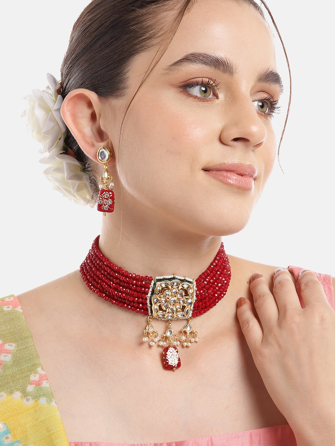 

Anouk Gold-Plated Kundan Jewellery Set, Red