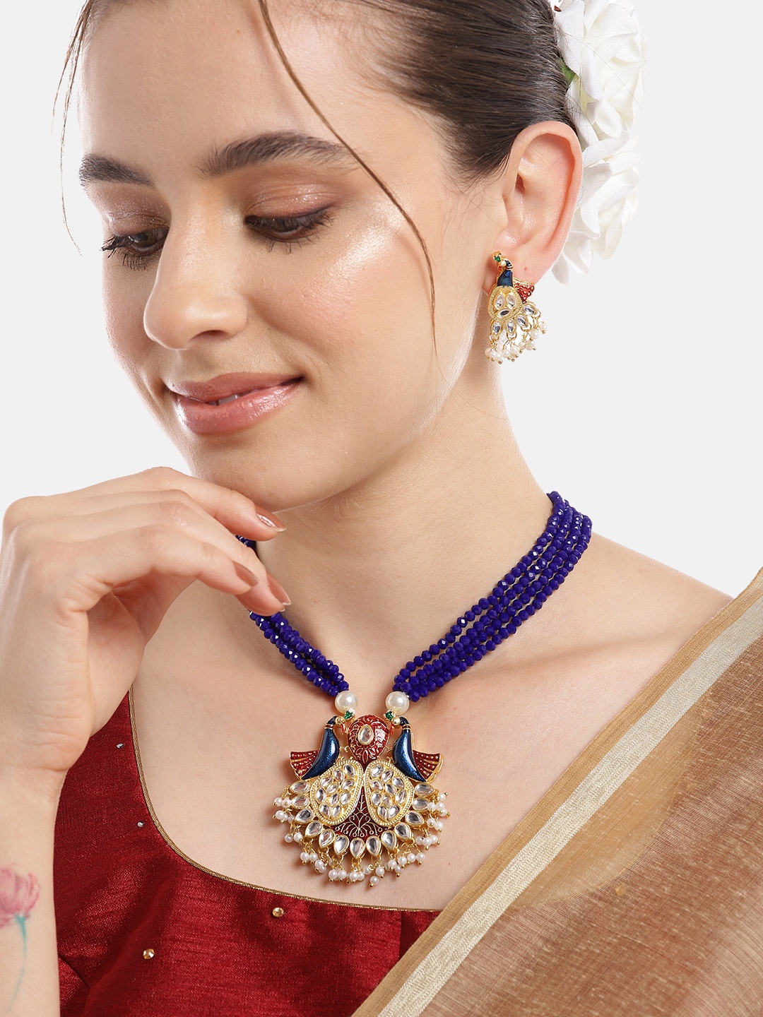 

Anouk Gold-Plated Kundan Jewellery Set, Blue