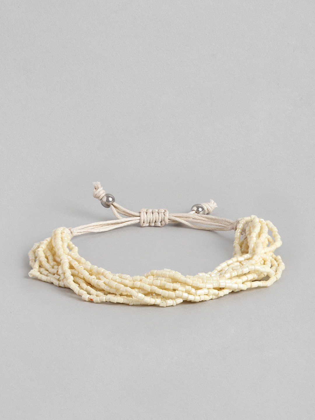 

RICHEERA Women Artificial Beads Studded Multistrand Bracelet, Off white