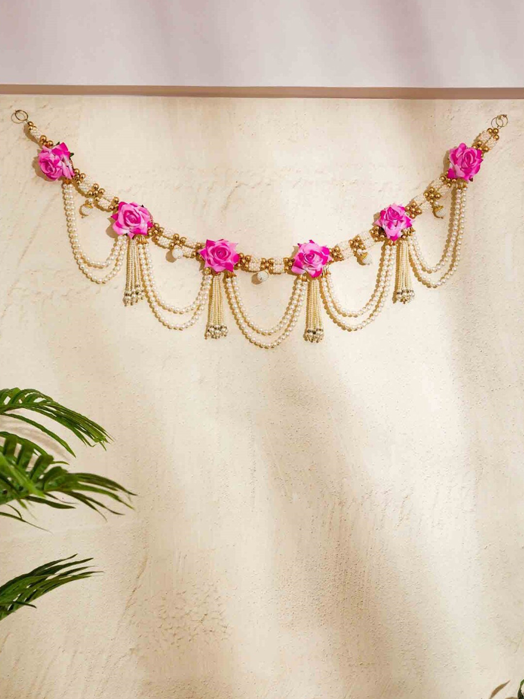 

Mason Home Pink & Beige Artificial Rose Flower Festive Toran