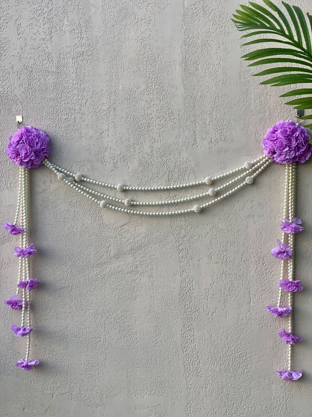 

Mason Home Purple & White Artificial Orchid Pearls Beaded Toran