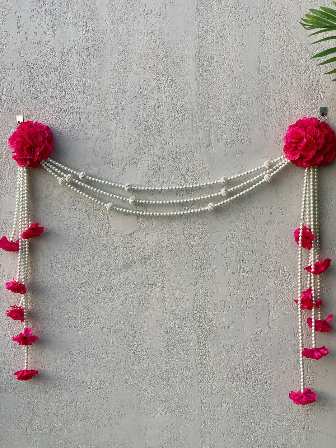 

Mason Home Pink & White Artificial Rose Carnation Pearls Beaded Toran