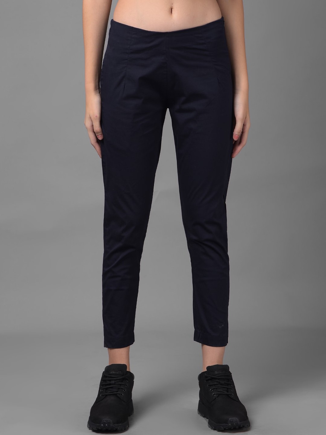 

Dollar Missy Women Mid-Rise Wrinkle Free Cropped Trousers, Navy blue