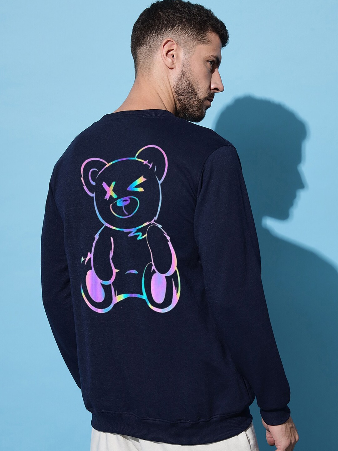 

Imsa Moda Graphic Printed Fleece Pullover Sweatshirt, Navy blue