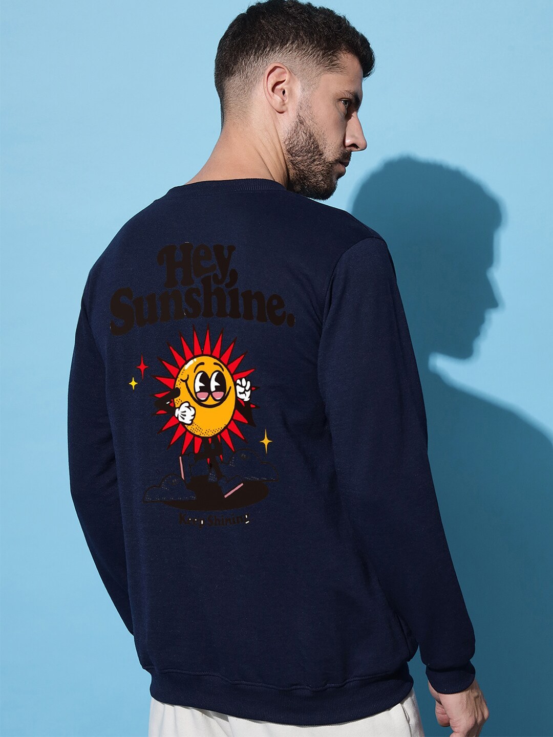 

Imsa Moda Graphic Printed Long Sleeves Hooded Sweatshirt, Navy blue