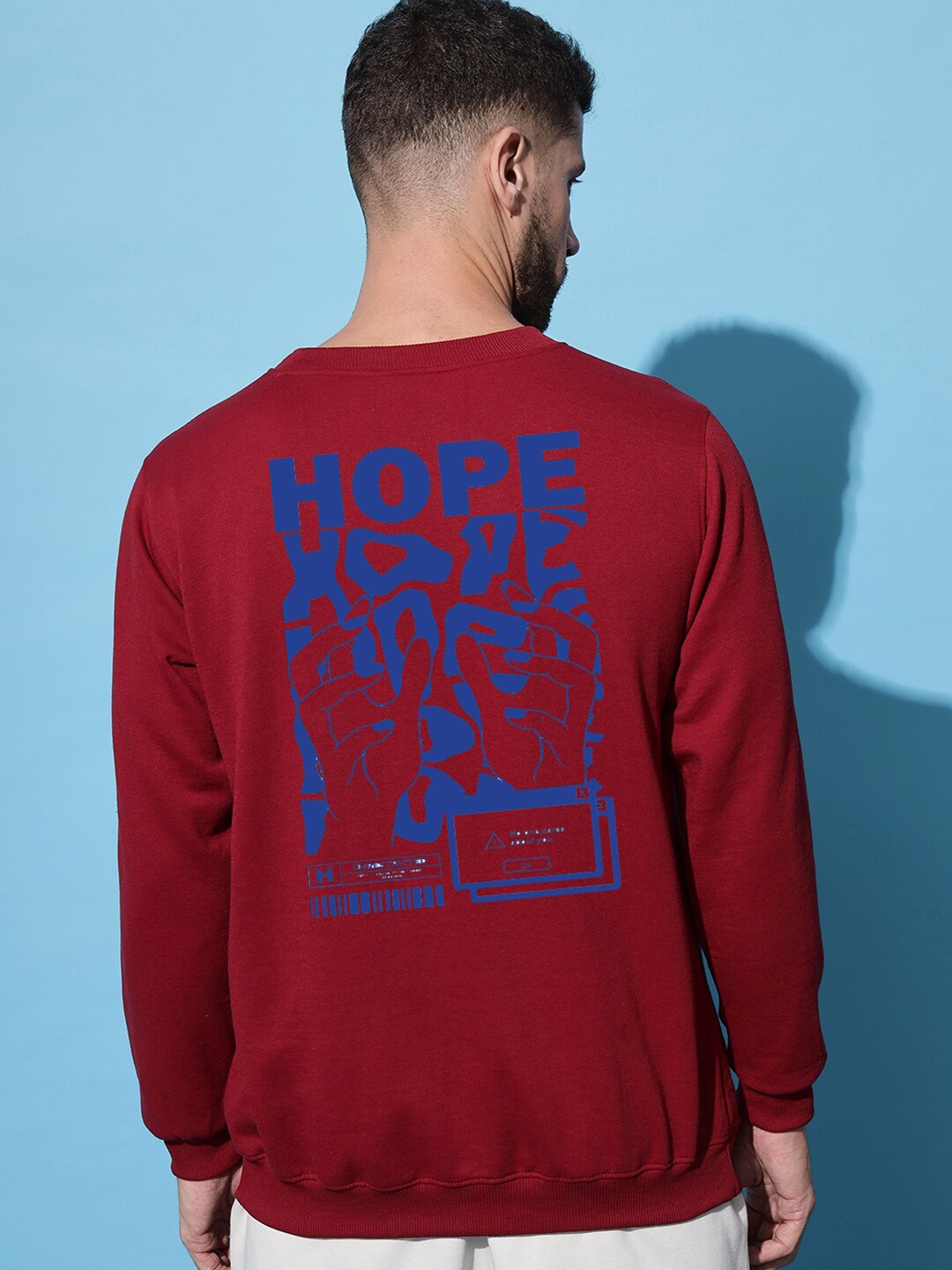 

Imsa Moda Typography Printed Fleece Pullover Sweatshirt, Maroon