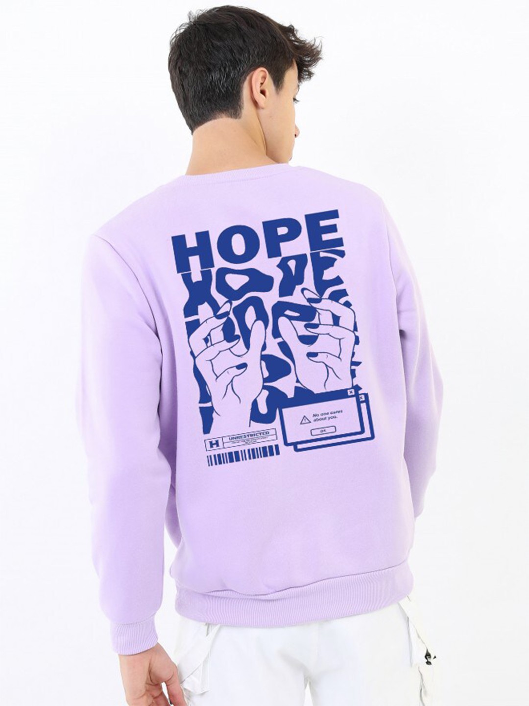 

Imsa Moda Typography Printed Fleece Pullover Sweatshirt, Lavender
