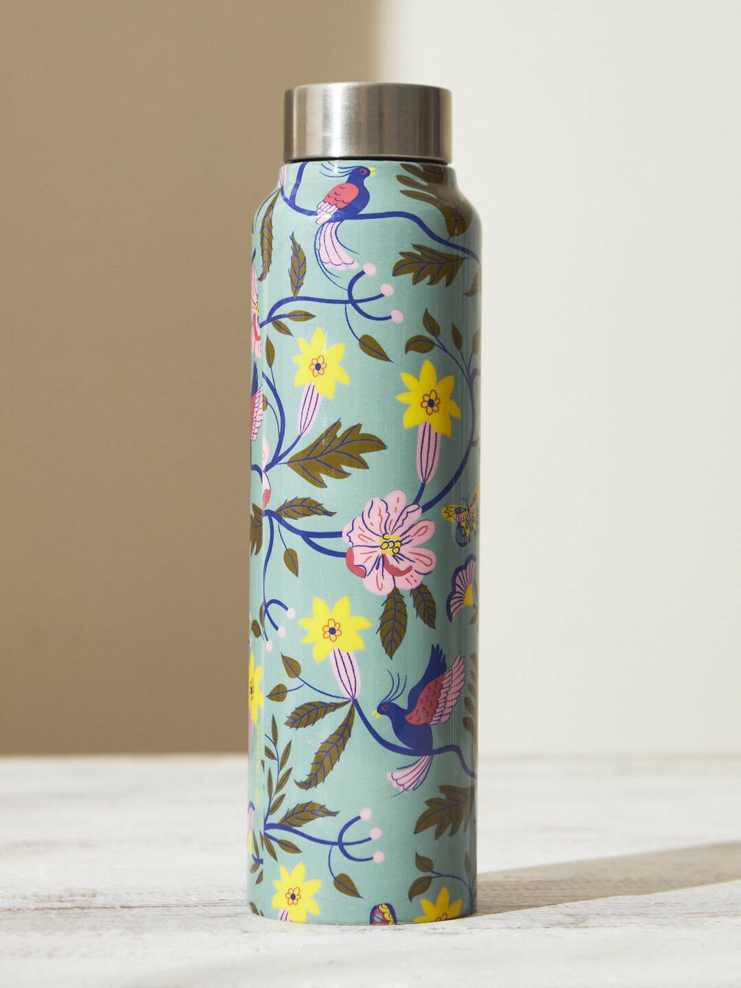

Chumbak Blue & Pink Floral Printed Stainless Steel Water Bottle