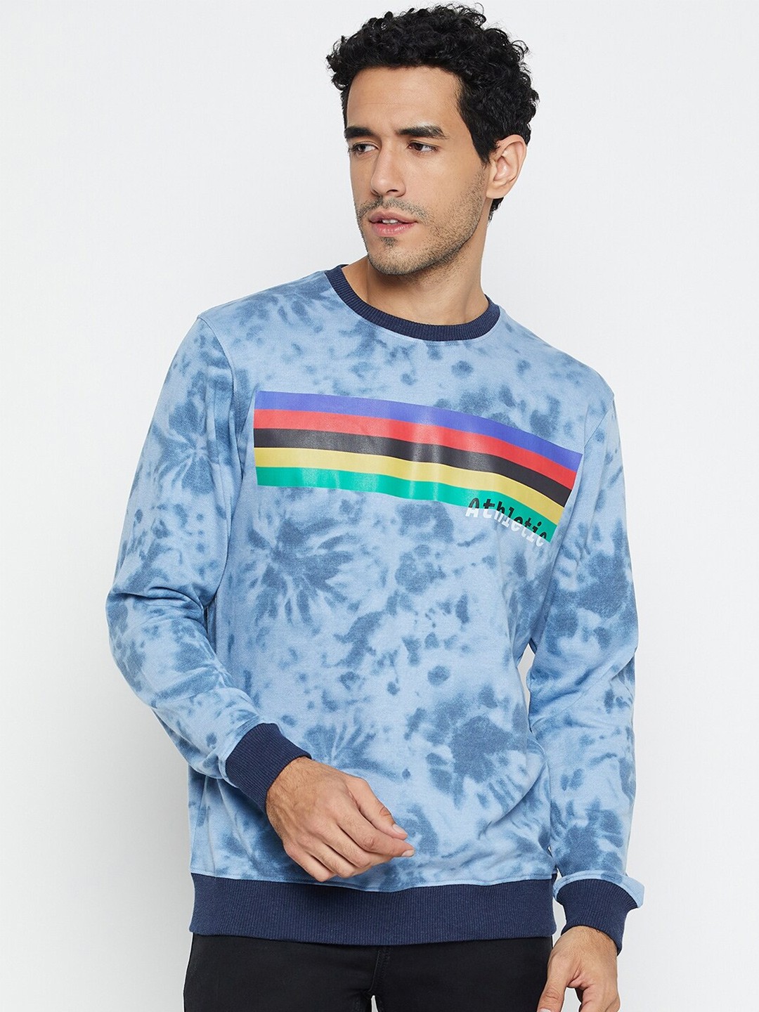 

Mast & Harbour Tie & Dyed Long Sleeves Pullover, Blue