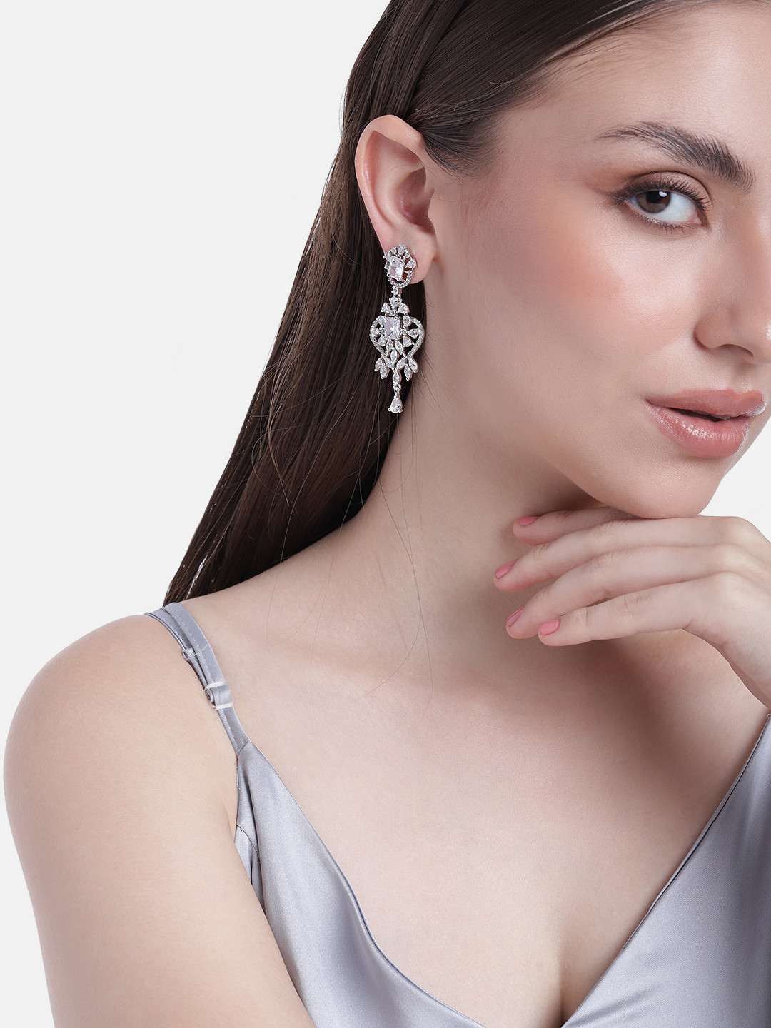 

Estele Geometric Drop Earrings, White