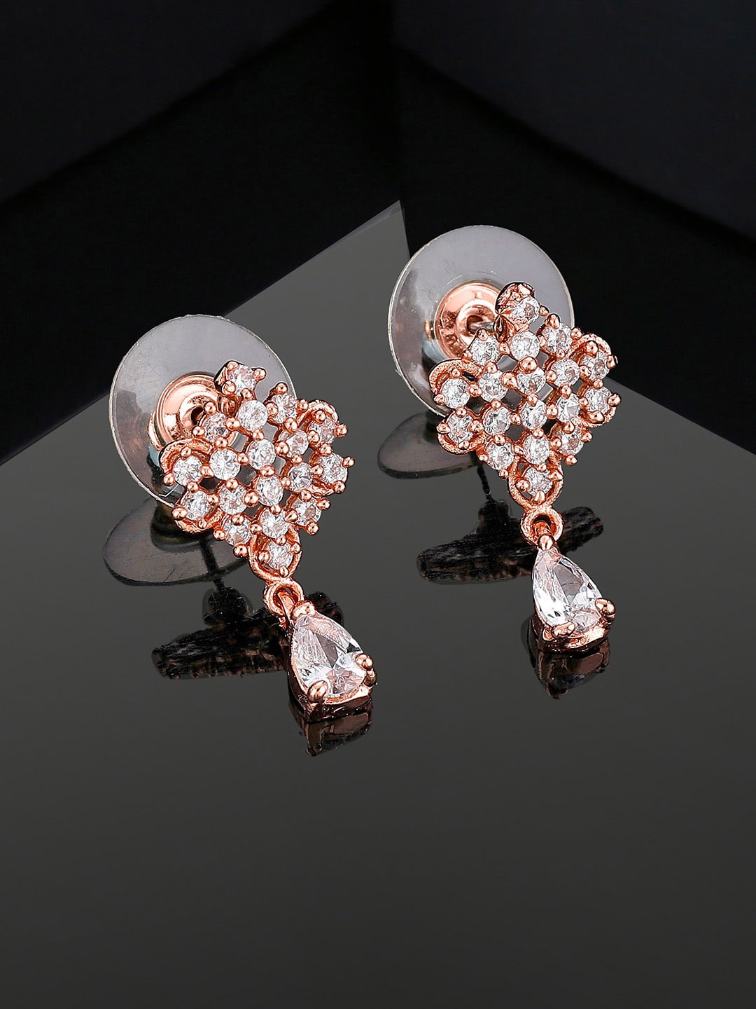 

Estele Rose Gold-Plated Teardrop Shaped Drop Earrings