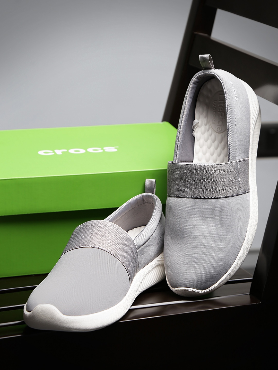

Crocs Literide Women Grey Slip-On Sneakers