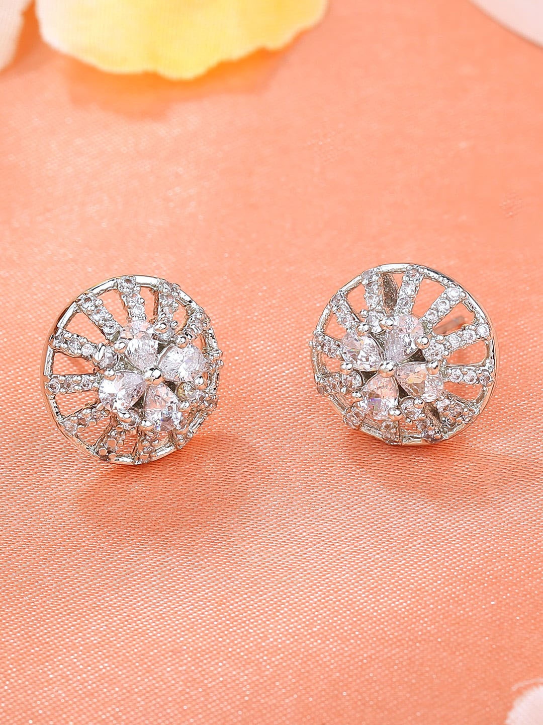 

Estele Rhodium-Plated Circular Stud Earrings, Silver