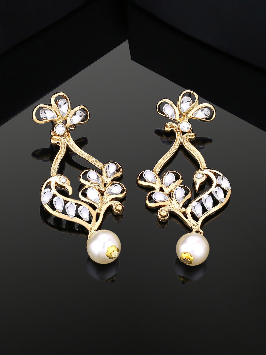 

Estele Gold-Plated Peacock Shaped Drop Earrings
