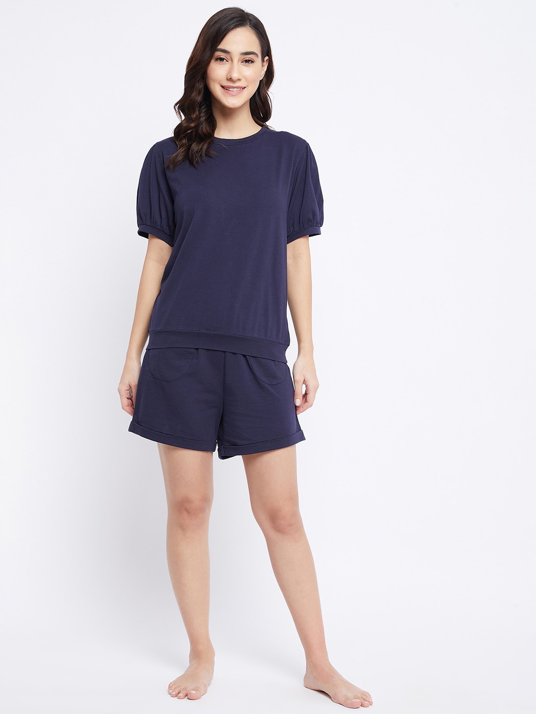 

CHILL WINSTON Round Neck Pure Cotton Night suit, Navy blue