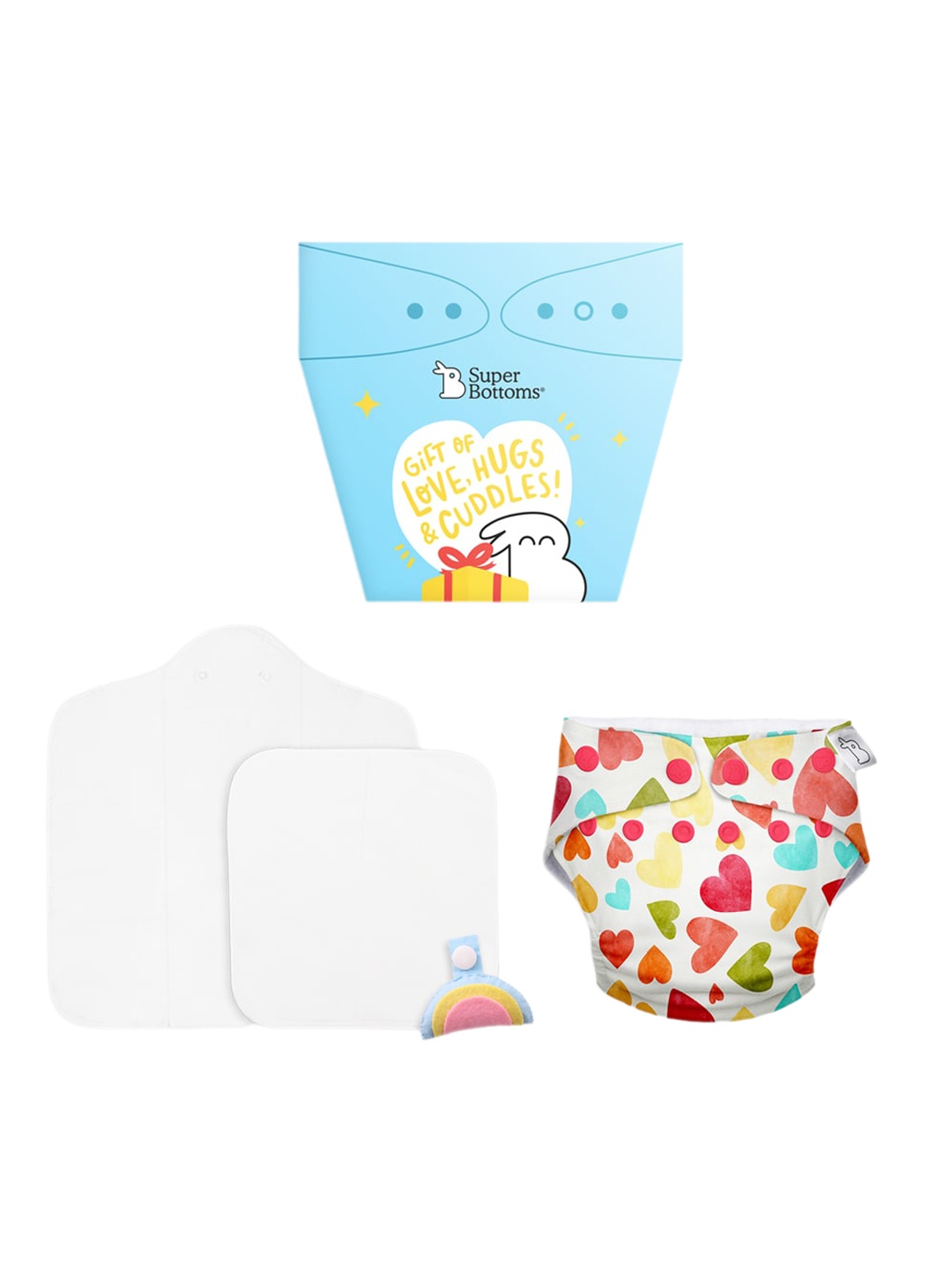 

SuperBottoms Infants UNO Cloth Diaper & Cute Charmling Gift Set, Blue