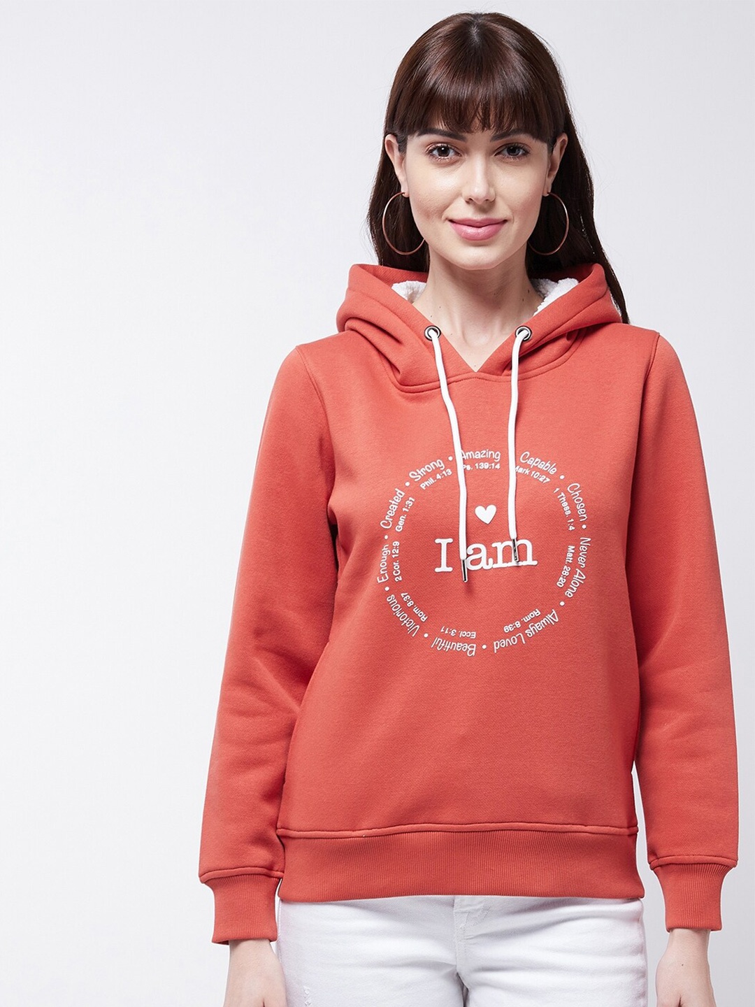 

Modeve Typography Printed Hooded Sweatshirt, Rust