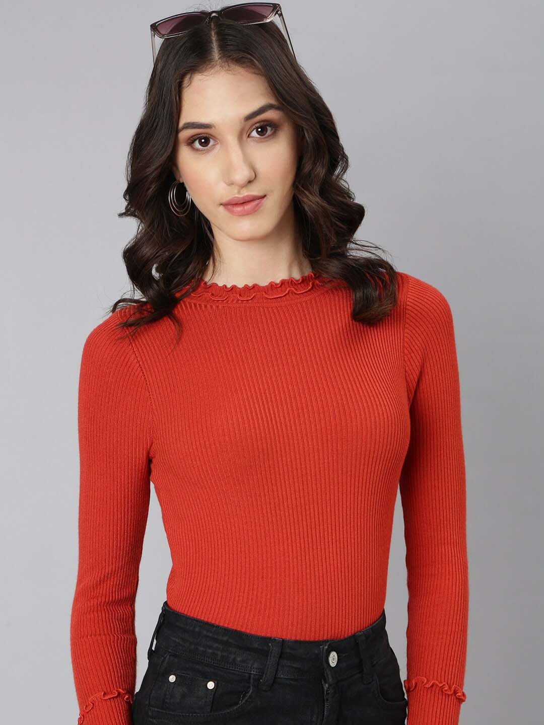 

SHOWOFF High Neck Regular Top, Rust