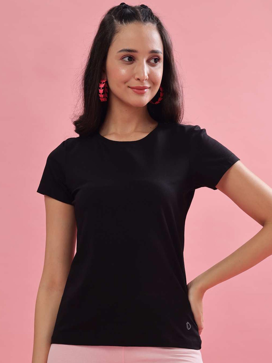 

Dollar Round Neck Rapid Dry Slim Fit Sports T-shirt, Black