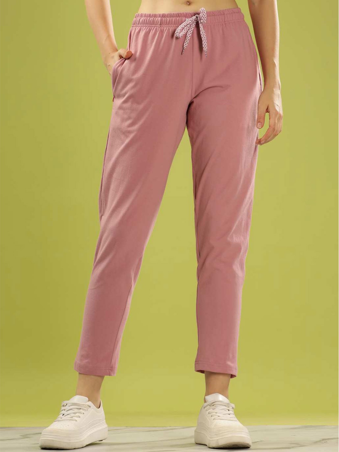

Dollar Women Slim-fit Rapid-Dry Technology Pure Cotton Sports Track Pants, Peach