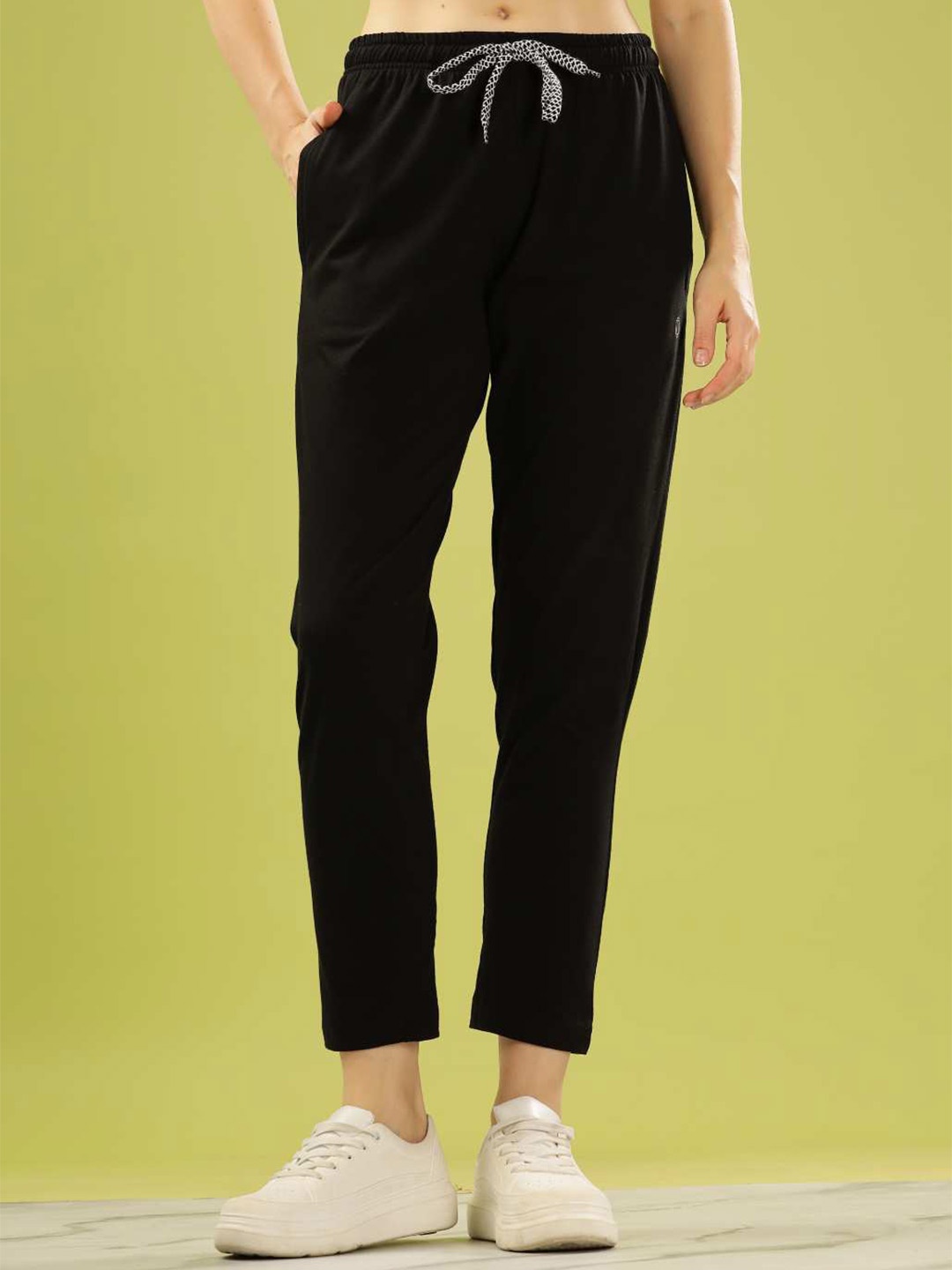 

Dollar Women Rapid-Dry Slim-fit Pure Cotton Track Pants, Black