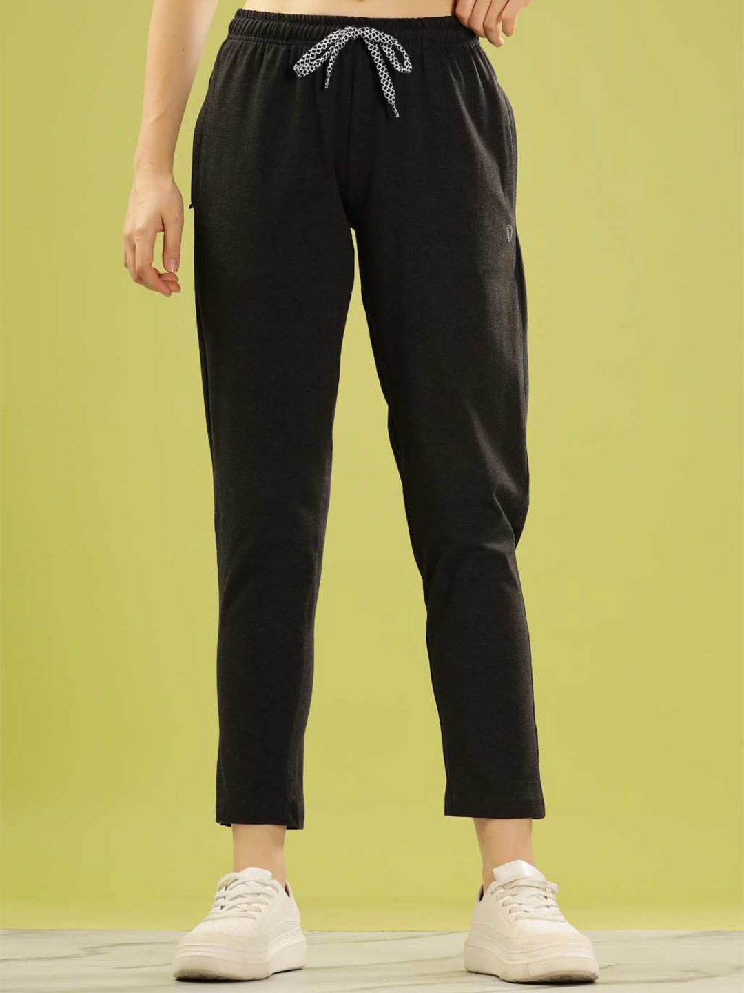 

Dollar Women Rapid-Dry Slim-fit Pure Cotton Track Pants, Black